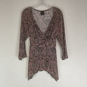 Vintage J.T.B. Top Womens Small Babydoll Fairy Grunge Y2K Asymmetrical Tie Waist